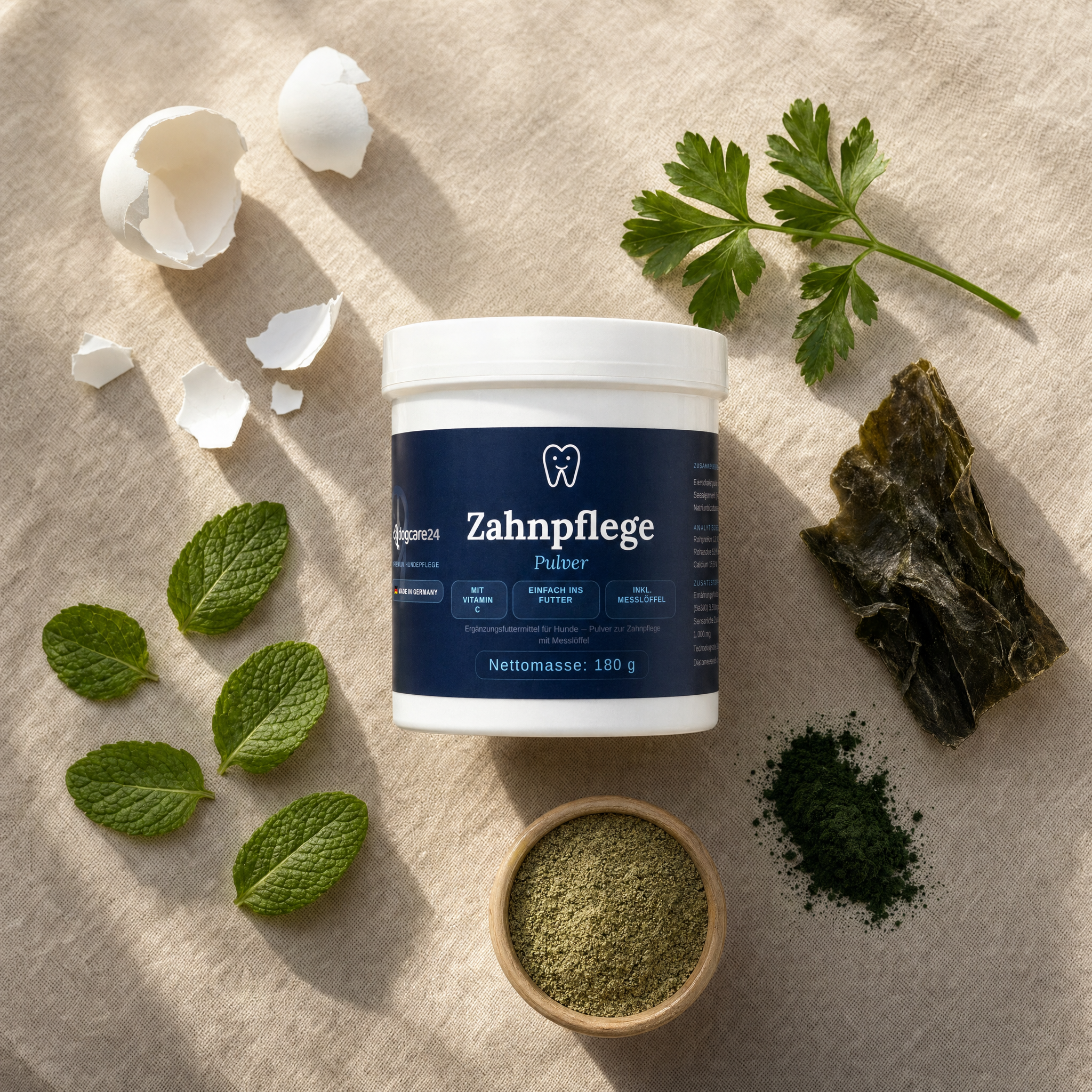 Zahnpflege Pulver für Hunde | Frischer Atem & Saubere Zähne | 180g