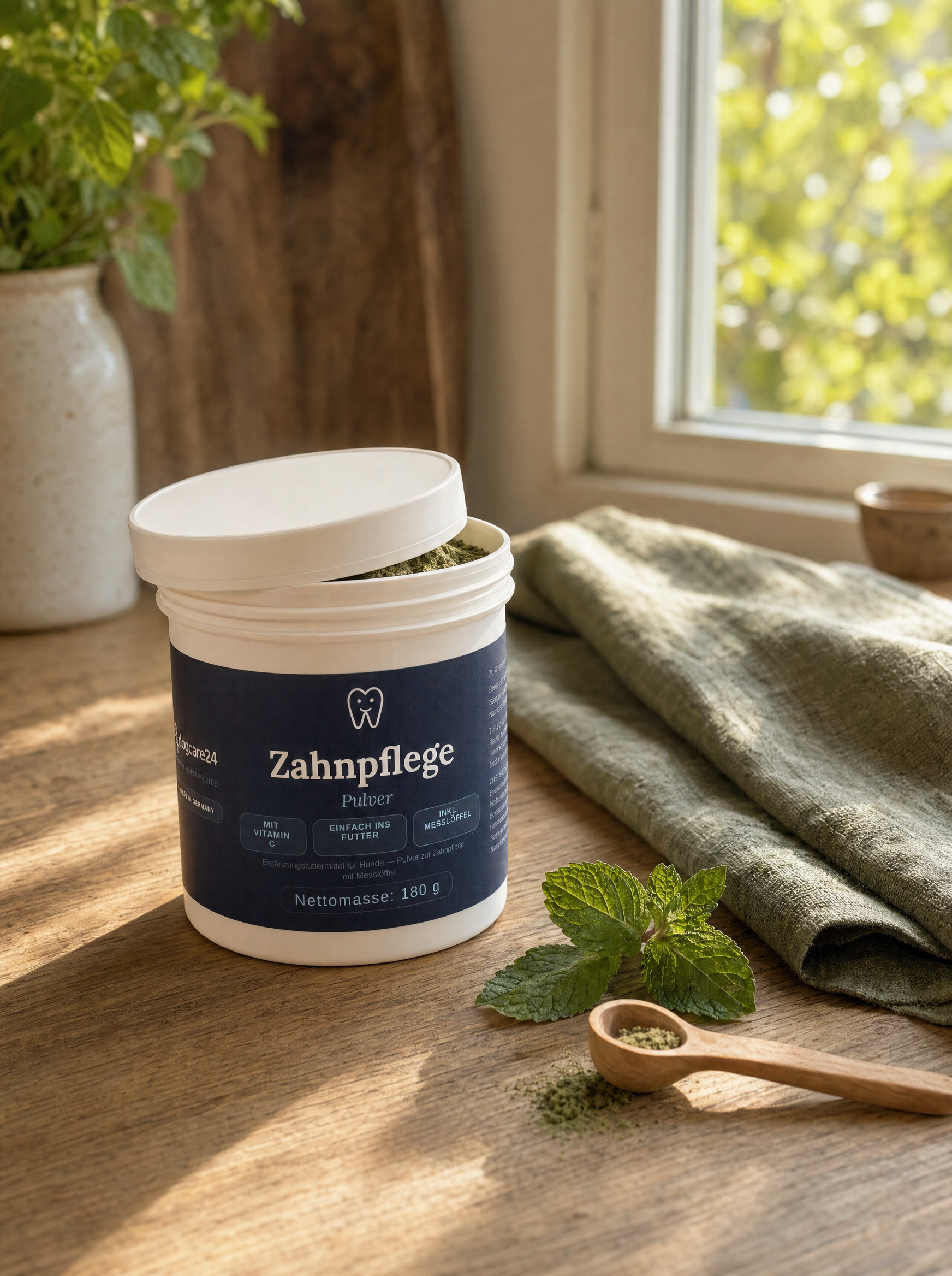 Zahnpflege Pulver für Hunde | Frischer Atem & Saubere Zähne | 180g