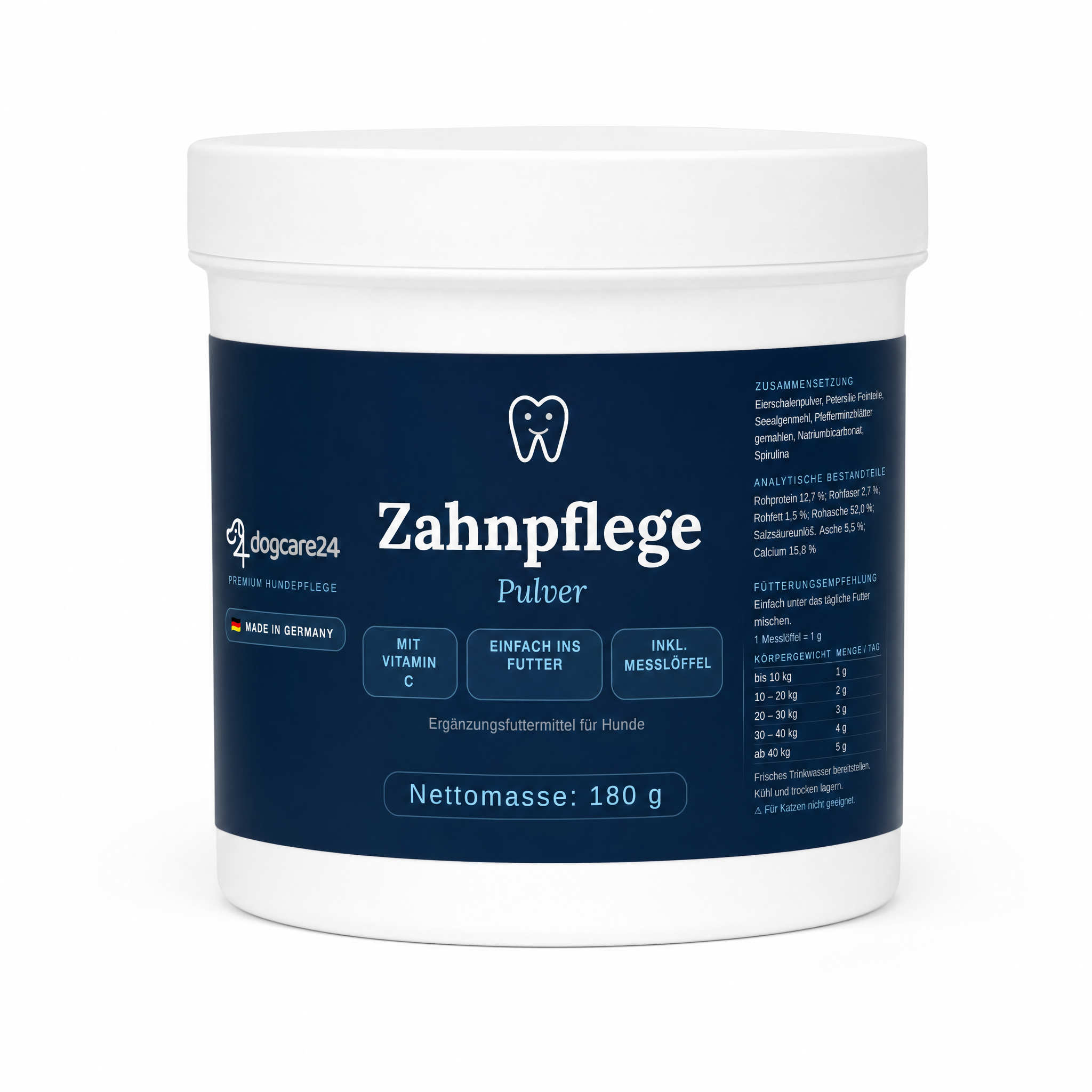 Zahnpflege Pulver für Hunde | Frischer Atem & Saubere Zähne | 180g