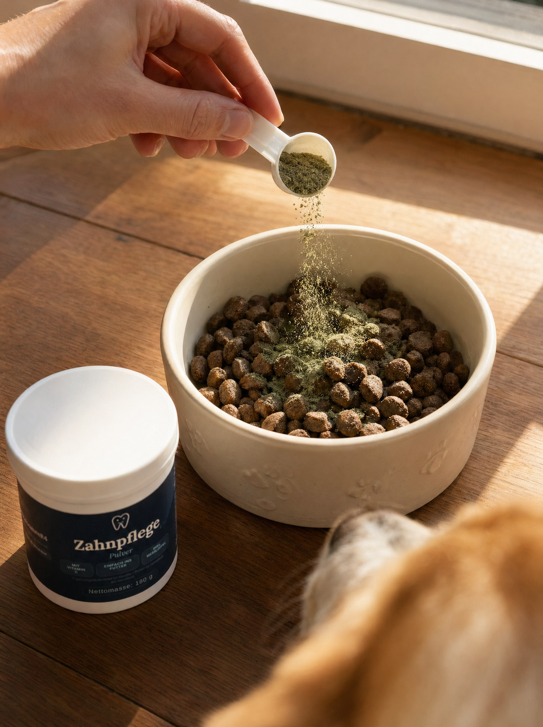 Zahnpflege Pulver für Hunde | Frischer Atem & Saubere Zähne | 180g